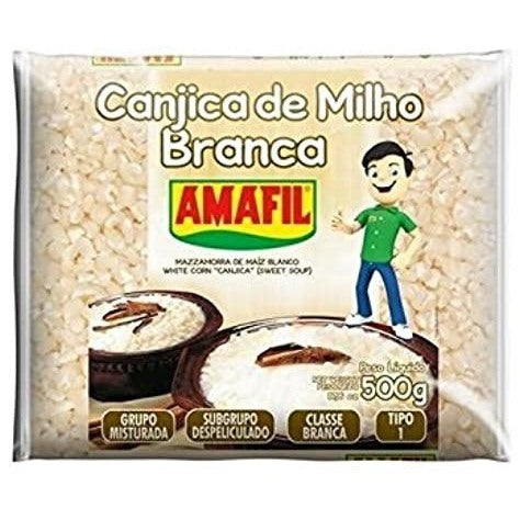 Amafil White hominy corn grits (canjica branca) 500g - Gofoodly